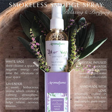 Load image into Gallery viewer, White Sage Smudge Spray with Lavender for Deepened Relaxation, Cleansing and Clearing Energy - Clean, Smoke-Free, Non Toxic Alternative to Incense &amp; Smudges