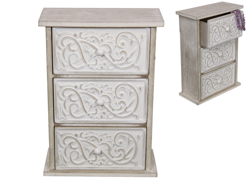 27CM FILIGREE 3 DRAWER CABINET