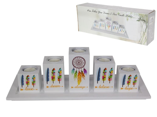 40CM FOLLOW YOUR DREAMS 5PC CANDLE HOLDER (GIFT BOX)